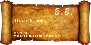 Bloch Bianka névjegykártya